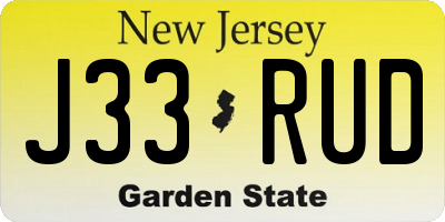 NJ license plate J33RUD