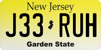 NJ license plate J33RUH