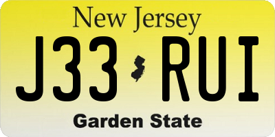 NJ license plate J33RUI