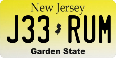 NJ license plate J33RUM