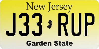 NJ license plate J33RUP