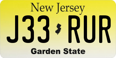 NJ license plate J33RUR
