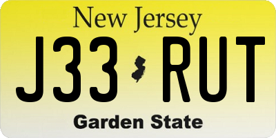 NJ license plate J33RUT