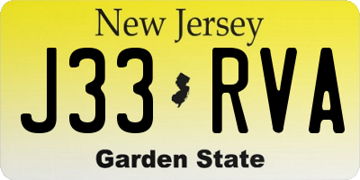 NJ license plate J33RVA