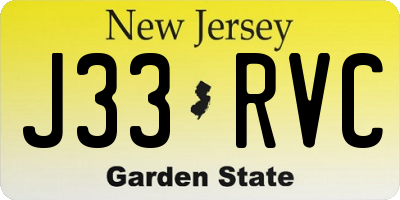 NJ license plate J33RVC