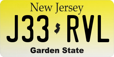 NJ license plate J33RVL