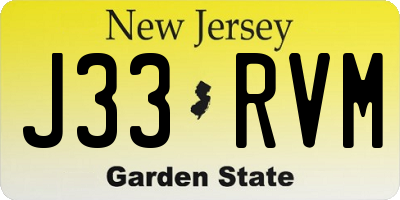 NJ license plate J33RVM