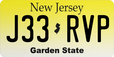 NJ license plate J33RVP