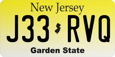 NJ license plate J33RVQ