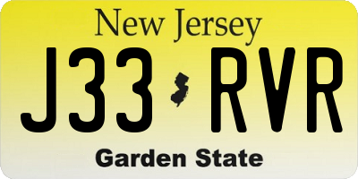 NJ license plate J33RVR