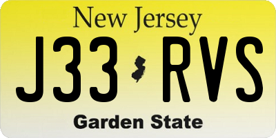 NJ license plate J33RVS