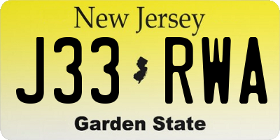 NJ license plate J33RWA