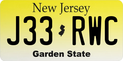 NJ license plate J33RWC