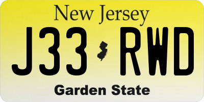 NJ license plate J33RWD