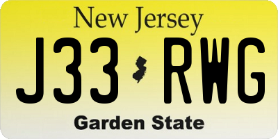 NJ license plate J33RWG