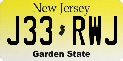 NJ license plate J33RWJ