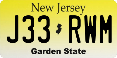 NJ license plate J33RWM
