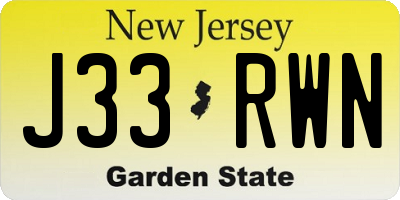 NJ license plate J33RWN