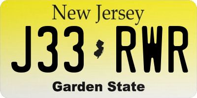 NJ license plate J33RWR