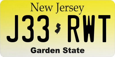 NJ license plate J33RWT