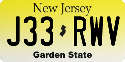 NJ license plate J33RWV