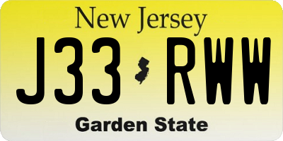 NJ license plate J33RWW