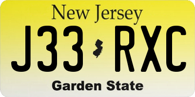 NJ license plate J33RXC