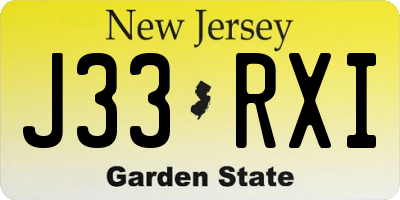 NJ license plate J33RXI