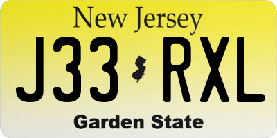 NJ license plate J33RXL