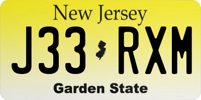 NJ license plate J33RXM