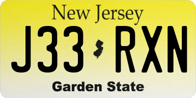 NJ license plate J33RXN