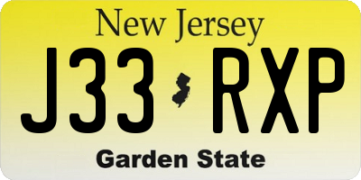 NJ license plate J33RXP
