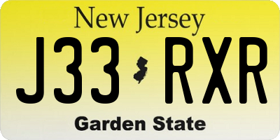 NJ license plate J33RXR