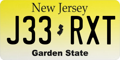 NJ license plate J33RXT