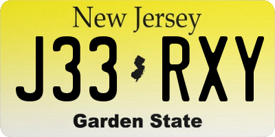 NJ license plate J33RXY