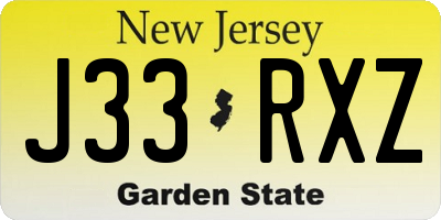 NJ license plate J33RXZ