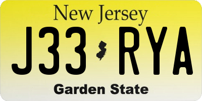 NJ license plate J33RYA