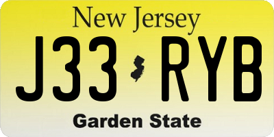 NJ license plate J33RYB