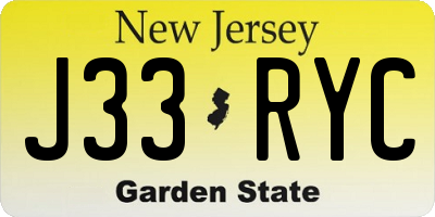 NJ license plate J33RYC