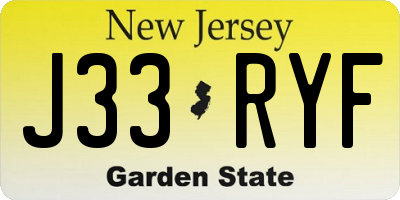 NJ license plate J33RYF
