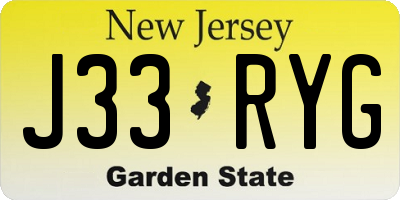 NJ license plate J33RYG