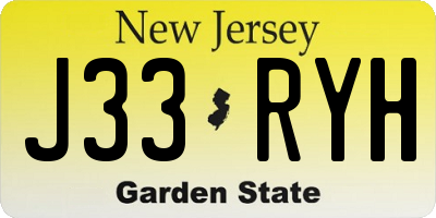 NJ license plate J33RYH