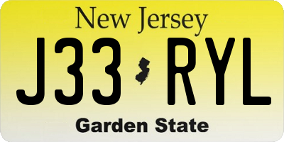 NJ license plate J33RYL