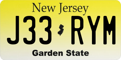 NJ license plate J33RYM