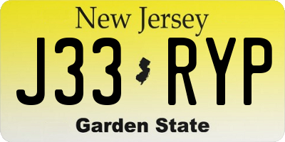 NJ license plate J33RYP