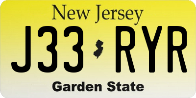 NJ license plate J33RYR