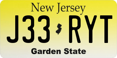 NJ license plate J33RYT