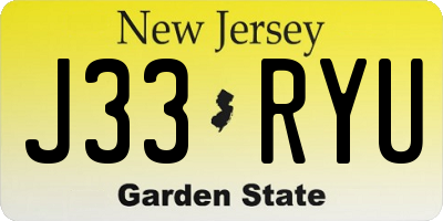 NJ license plate J33RYU