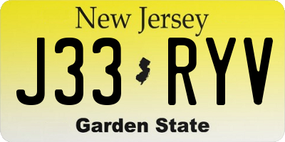 NJ license plate J33RYV