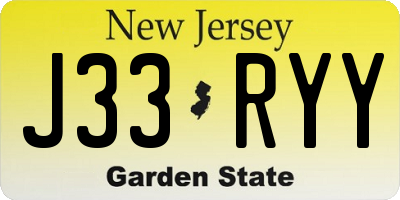 NJ license plate J33RYY